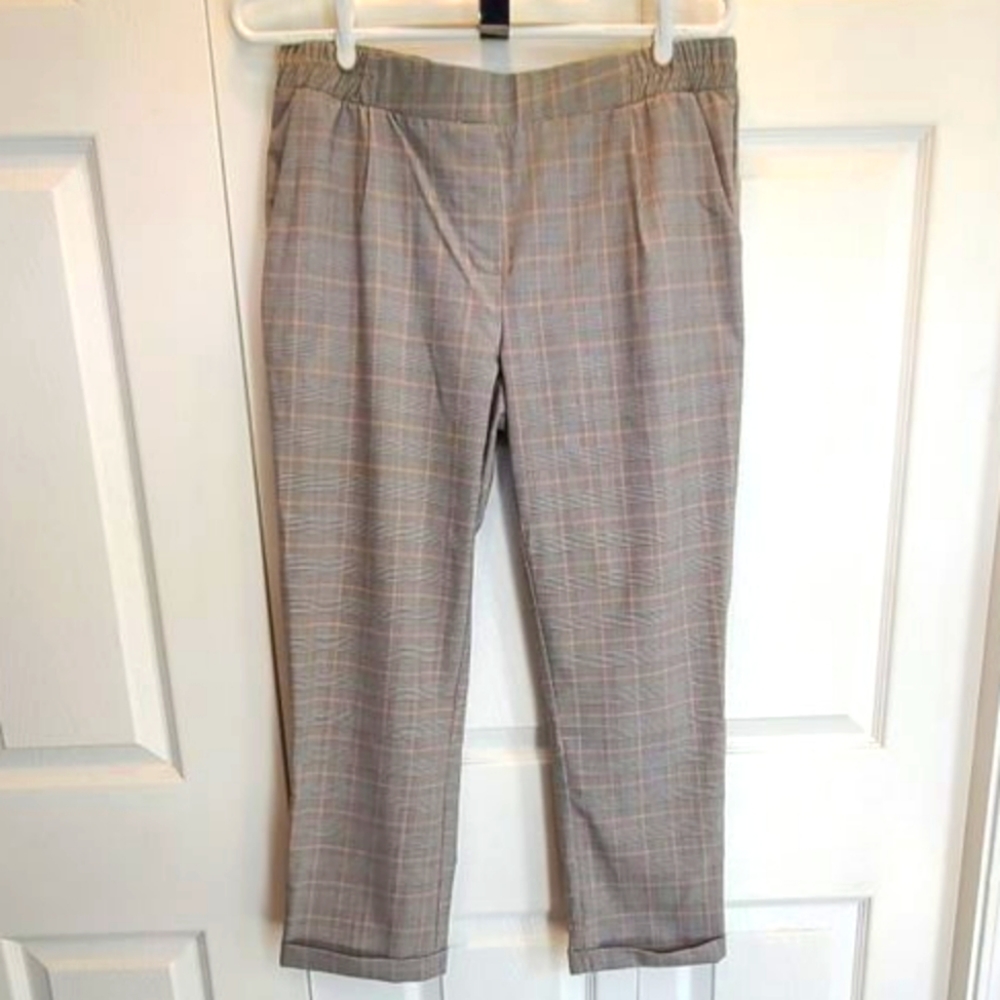 2/$30 ☆ NWOT Robin Barre Cropped Pink & Grey Plaid Pants Large Petite